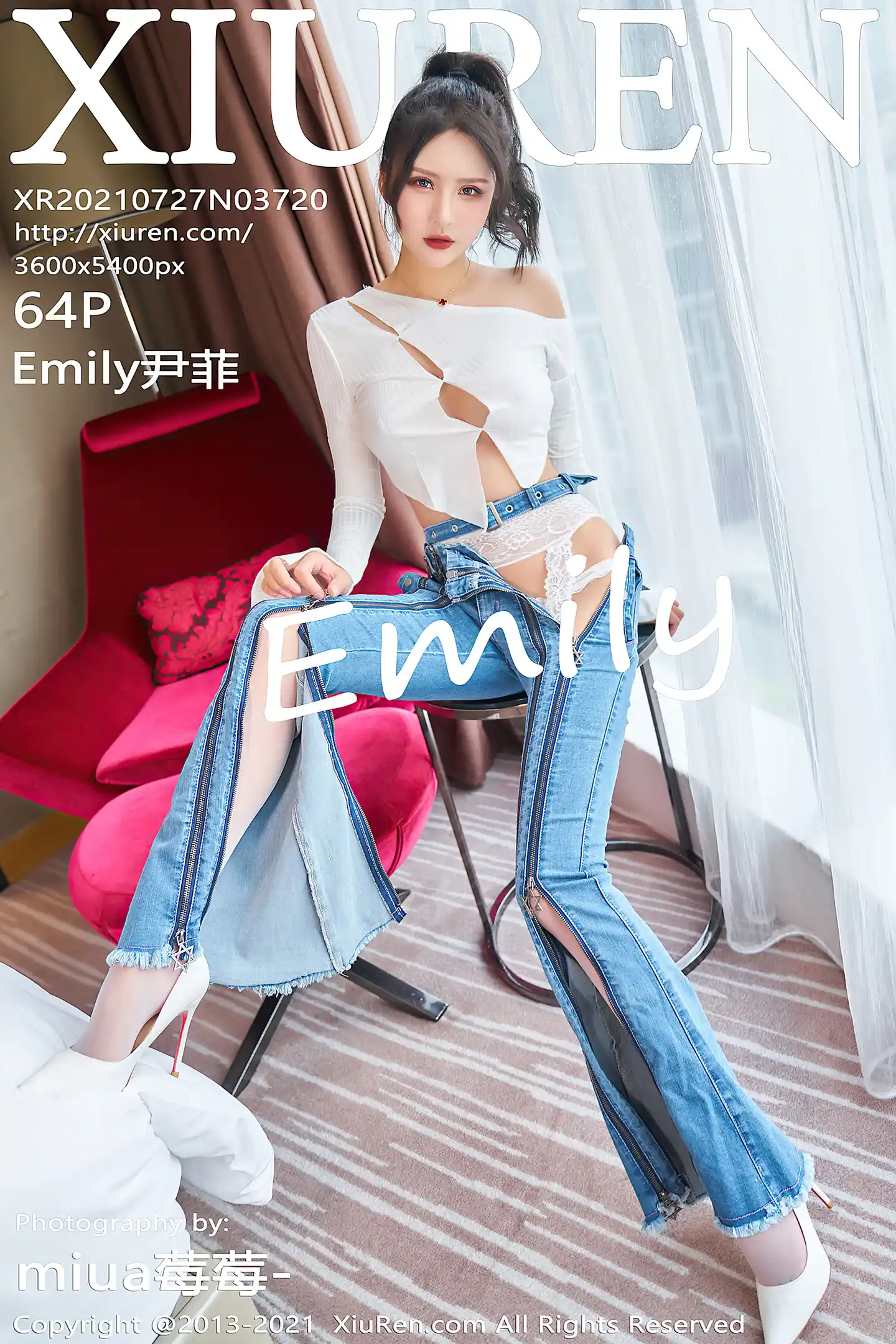 [XiuRen秀人网]No.3720_模特Emily尹菲私房脱牛仔裤露蕾丝吊袜内衣秀完美身材诱惑写真64P-秀人网 - XiuRen.Space